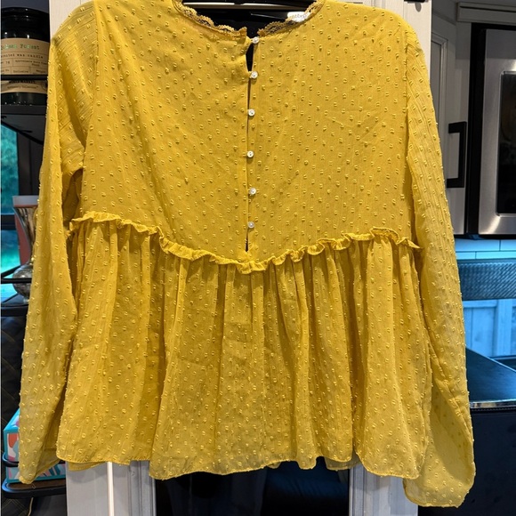 Zara Yellow Embellished Long Sleeve Blouse medium ✨ - Picture 4 of 7